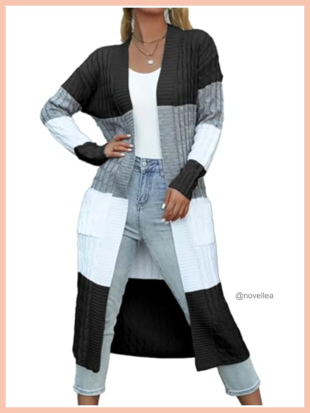 Plus Size Chunky Cable Knit Open Front Duster Cardigan Sweater